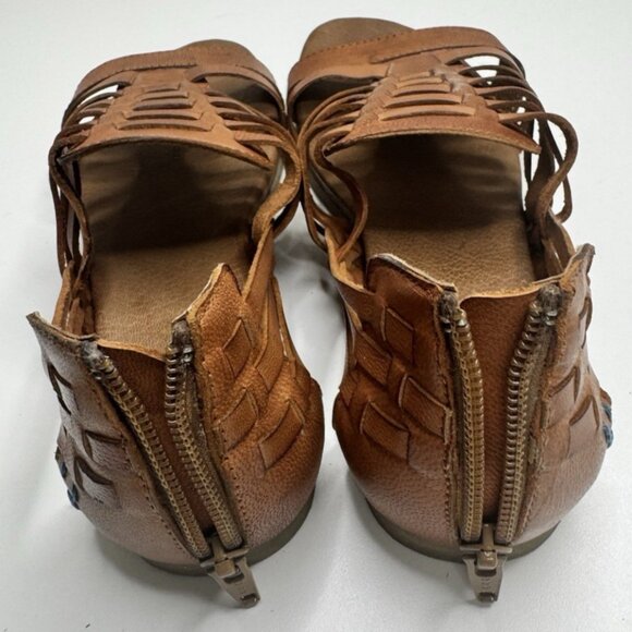 Roan By Bed-Stu Clarise Brown Leather Woven Sandals Size 7.5 - Picture 7 of 12